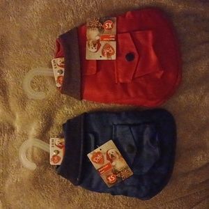 Lot of 2 NWT Pet Central XS Dog Winter Pocket Jacket Coats Navy Red Lined Velcro